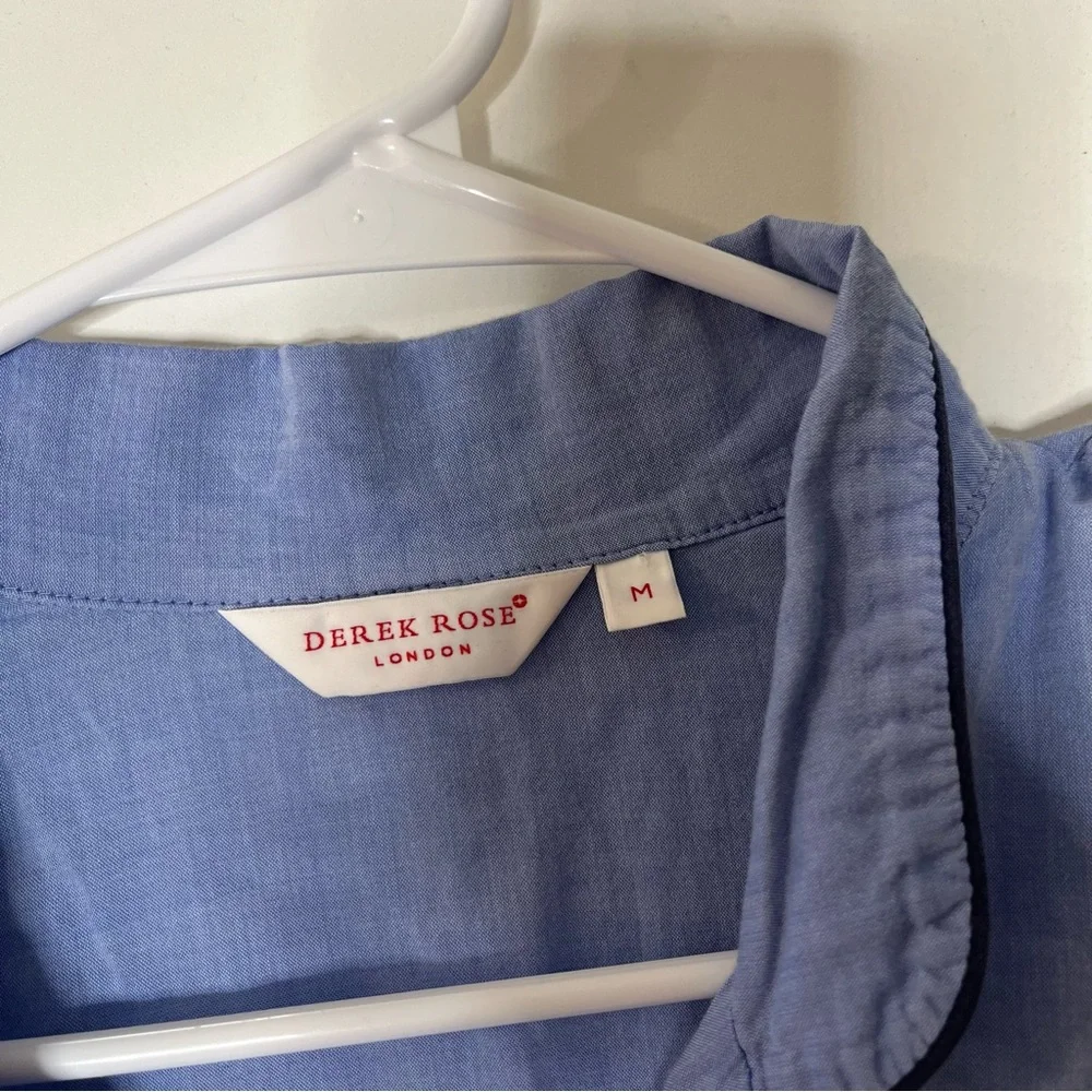 Derek rose London blue collared sleep shirt button down pajama top